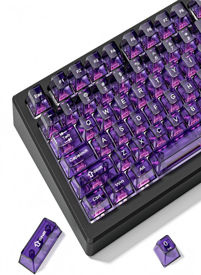 dagaladoo Purple Clear Keyboard keycaps,Transparent keycaps 60 75 100 Percent,Ceramic Jelly Key caps Set,Shine Through Key caps,Cherry Profile Key Caps for Mx Switches Mechanical Keyboard - Image 1
