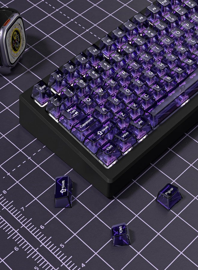 dagaladoo Purple Clear Keyboard keycaps,Transparent keycaps 60 75 100 Percent,Ceramic Jelly Key caps Set,Shine Through Key caps,Cherry Profile Key Caps for Mx Switches Mechanical Keyboard - Image 3