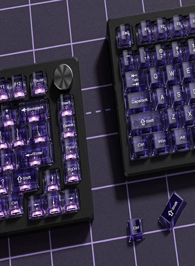 dagaladoo Purple Clear Keyboard keycaps,Transparent keycaps 60 75 100 Percent,Ceramic Jelly Key caps Set,Shine Through Key caps,Cherry Profile Key Caps for Mx Switches Mechanical Keyboard - Image 4