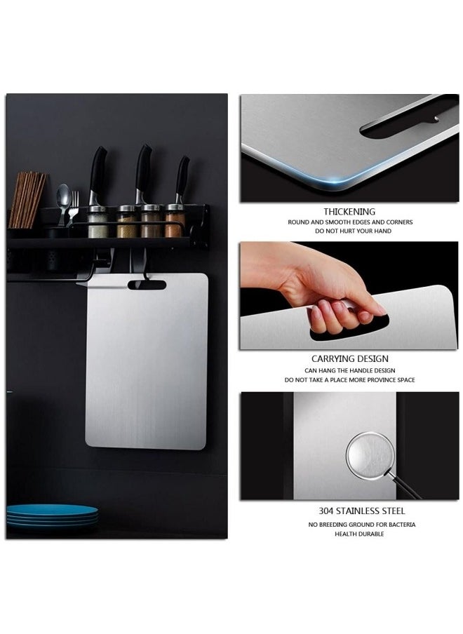 BUPY Cutting Board, Chopping Board, Cutting Block Mincing Mat, Thick Stainless Steel, Heavy Duty Non-Slip, Double Side, for Kitchen Home Meat Vegetable Fruit Cheese(46cm*30cm)  - Image 5