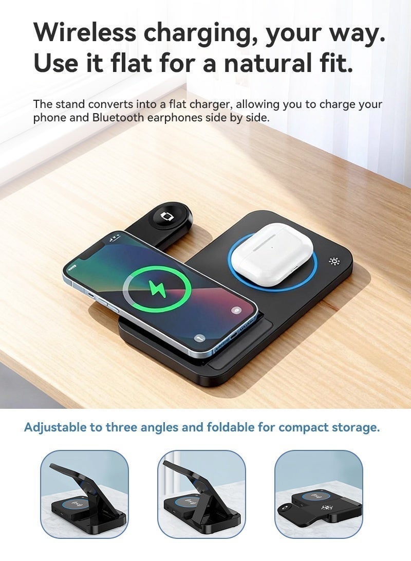Neyecam 15W 4-in-1 Foldable Wireless Charging Station, Qi Fast Charger Dock for iPhone, AirPods, Apple Watch, Huawei GT & Xiaomi Smartwatch, Compatible with All Qi-Enabled Phones & Earbuds - Image 5