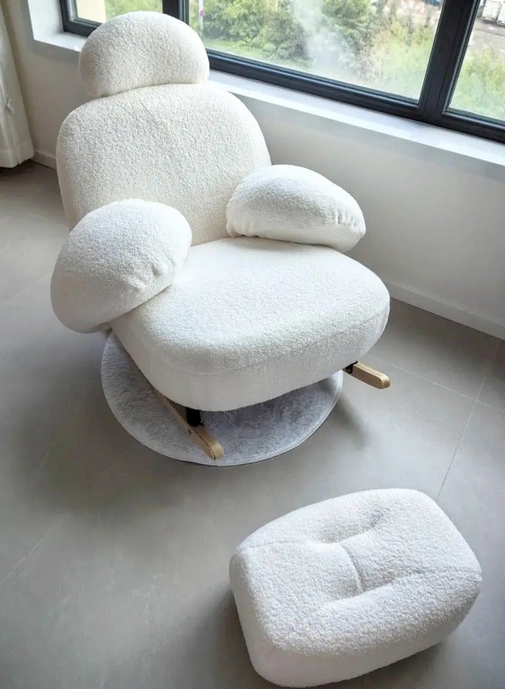 fashionhome Modern Upholstered Recliner High Back Ergonomic Rocking Chair with Footrest Patio Rocking Chair Couch Lounge Single Sofa Chair for Balcony Outdoor Chair with Armrests(Fully Assembled)  - Image 2