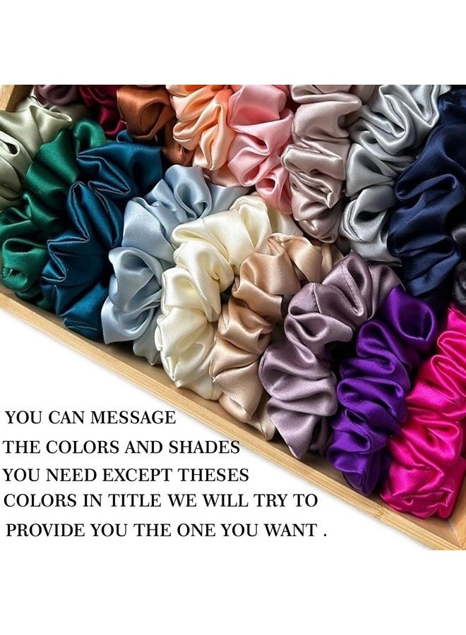 Space Fly Silk Satin Hair Scrunchies for Women - Stylish & Comfortable Hair Ties for Girls, Big & Small Sizes, For All Hair Types, Scrunchies Set of 4 (Pyaazi, Cream, Silver, Brown) - Image 3