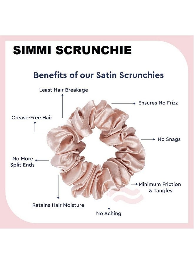 Space Fly Silk Satin Hair Scrunchies for Women - Stylish & Comfortable Hair Ties for Girls, Big & Small Sizes, For All Hair Types, Scrunchies Set of 4 (Pyaazi, Cream, Silver, Brown) - Image 4