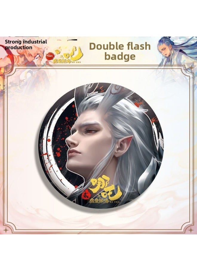 Naozha 2 Devil Child Naohai Surrounding Thumping Badge Ao Run Ao C Brooch Backpack Pendant Decoration Students-Color:58mm Tinplate-Specification:13. Ao Run