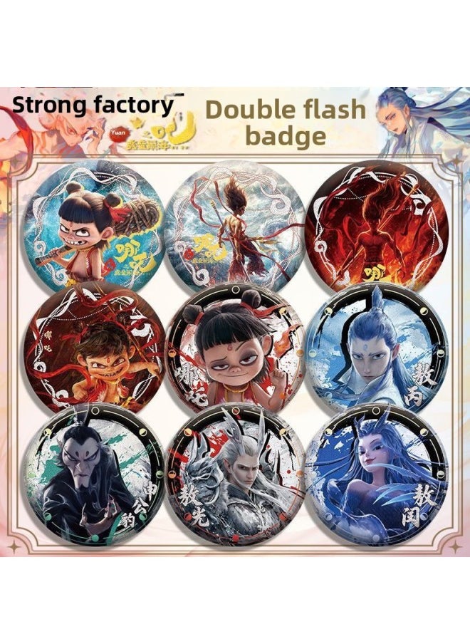 Naozha 2 Devil Child Naohai Surrounding Thumping Badge Ao Run Ao C Brooch Backpack Pendant Decoration Students-Color:58mm Tinplate-Specification:13. Ao Run