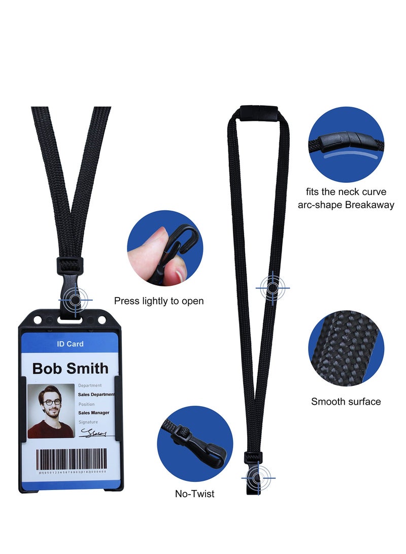 Generic 25 Pack ID Black Lanyards 36" Premium Adjustable Breakaway Lanyards for ID Badge Name Tag Durable Polyester Lanyard with No-Twist Plastic Clip Hook for School Hospital Cards ID Badges Black - Image 3