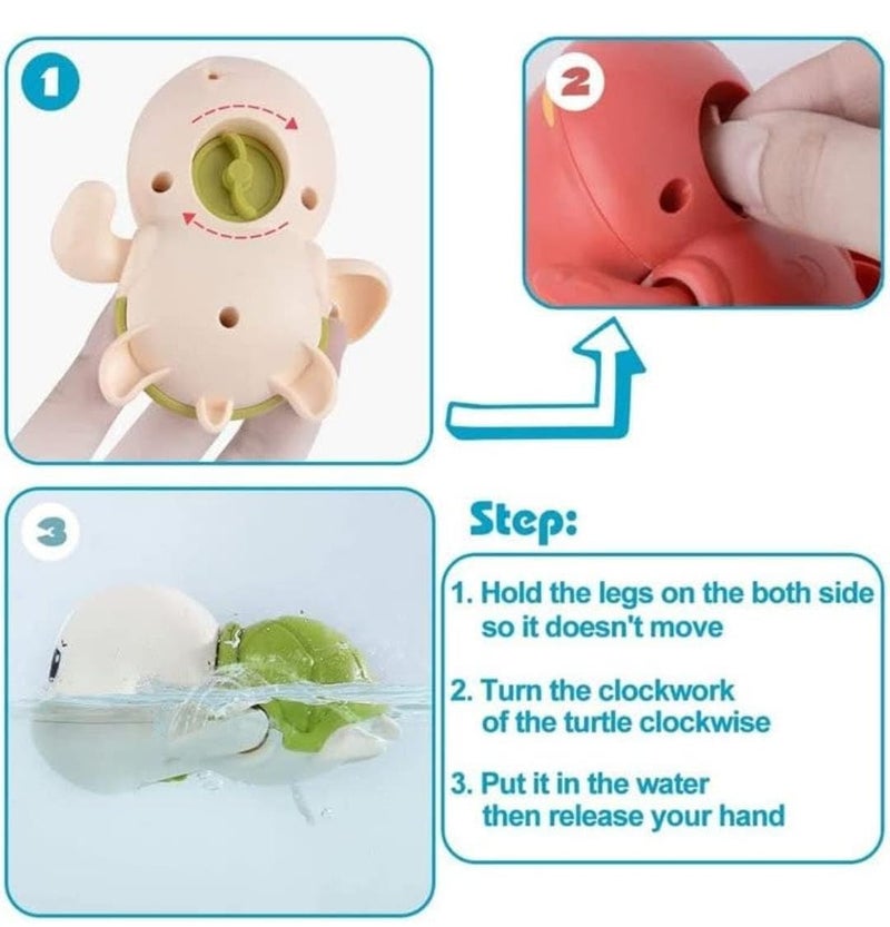 MOPANIRAJ Pool Toy Baby Bath Toys Wind Up Swimming Turtles for Bathtub Pool Water Play, Non-Toxic Floating Bath Toy Set for Toddlers Boys Girls 6 Months -3 Years, Hand-Eye Coordination Toy - Image 2