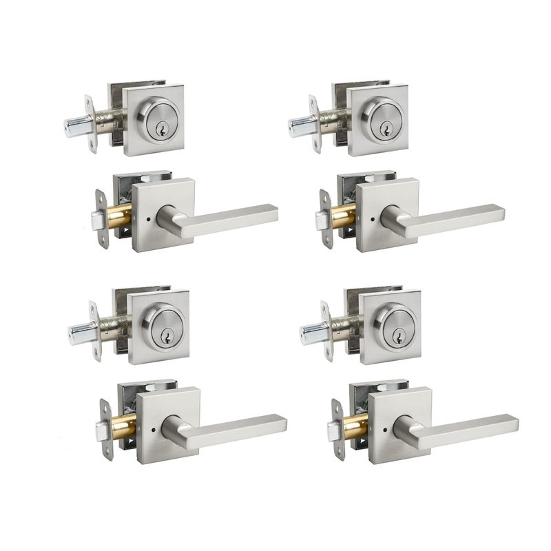 Cielsa Dawn Exterior Door Lock Set With Deadbolt  Keyed Alike Heavy Duty Privacy Handles Locksets  (4Pack-Set Satin Nickel) - Image 1
