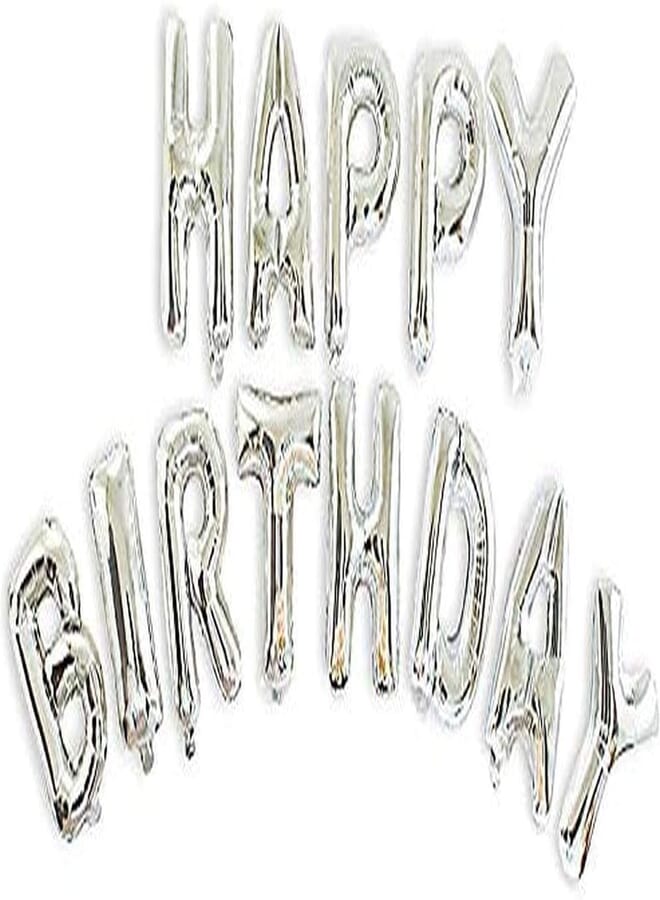 Sshakuntlay Happy Birthday Letter Foil Balloons / Birthday Party Supplies / Happy Birthday Balloons for Party Decoration Combo of 13 PCS Silver with 30 PCS Mettallic Silver & Black