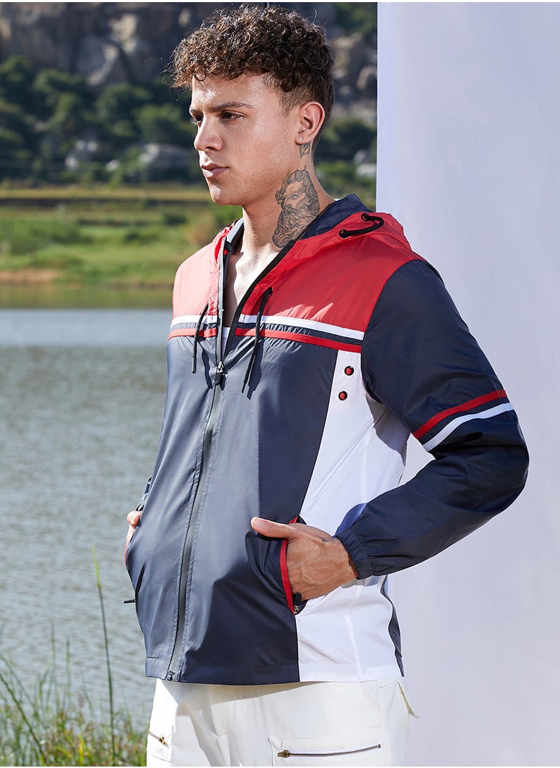 كامبوس سوترا Men's Multicolour Zip-Front Jacket With Insert Pocket  - Image 3