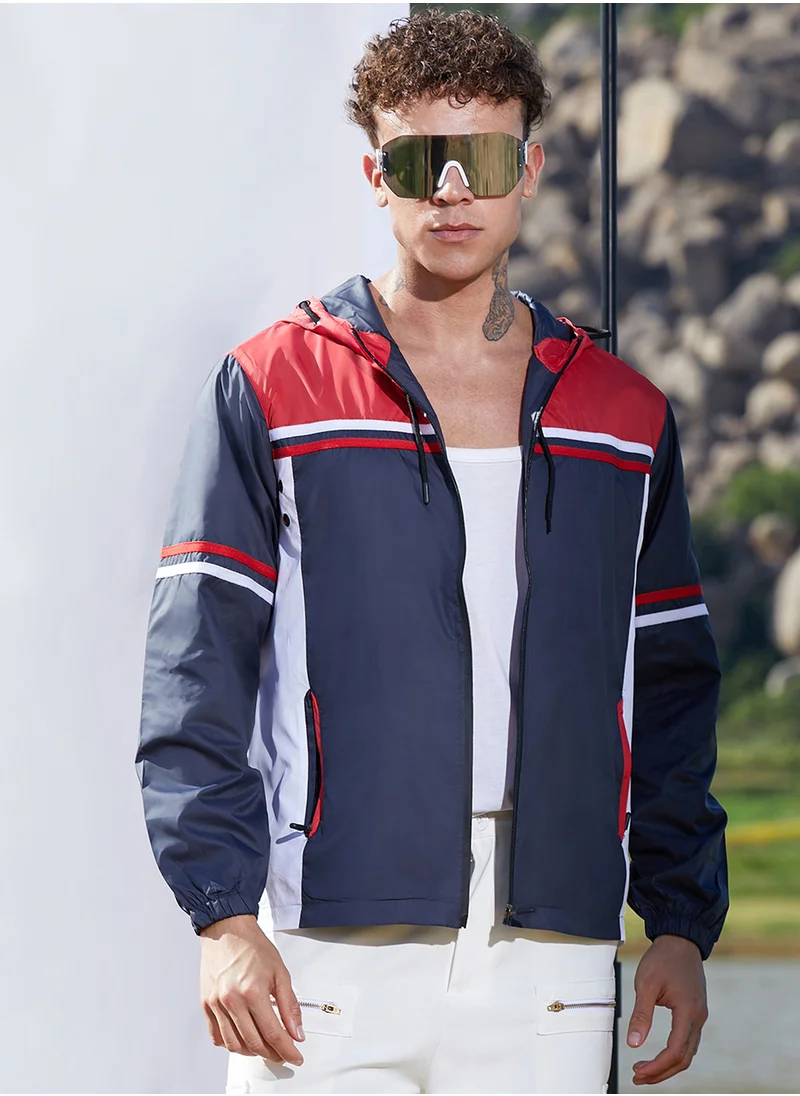 Campus Sutra Men's Multicolour Zip-Front Jacket With Insert Pocket
