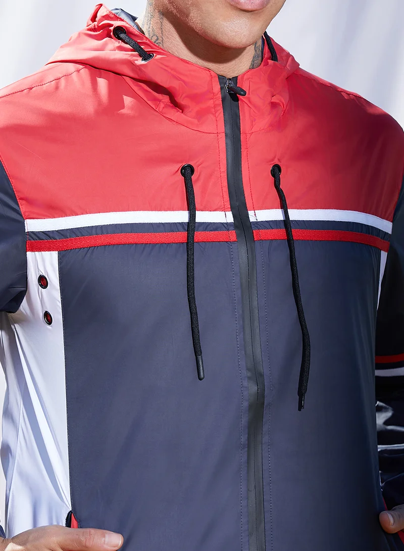 Campus Sutra Men's Multicolour Zip-Front Jacket With Insert Pocket