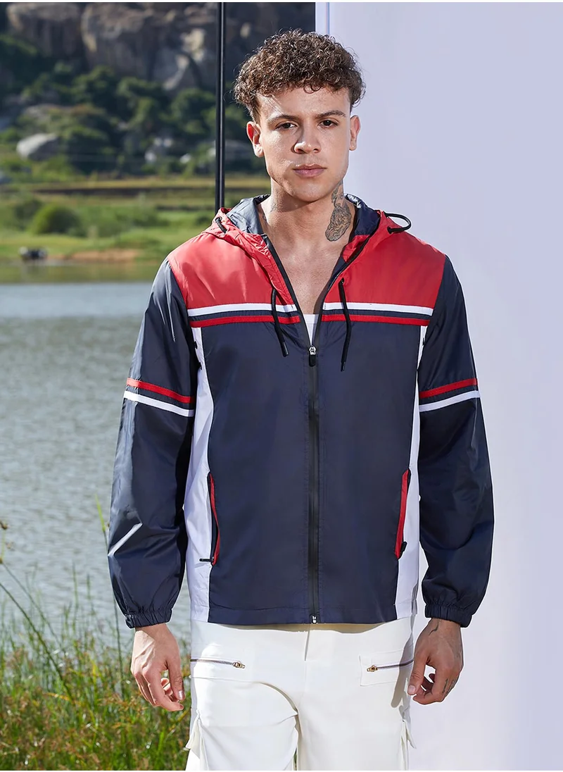 Campus Sutra Men's Multicolour Zip-Front Jacket With Insert Pocket