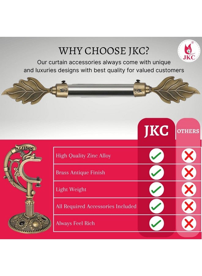 JKC JKC Antique Look Zinc Alloy Leaf Curtain Brackets and Holders - Curtain Bracket Set with Curtain Knobs and Rod End Cap, Ideal Curtain Knob Solution - Bracket 10 Holder 10 - Image 4
