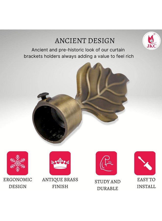 JKC JKC Antique Look Zinc Alloy Leaf Curtain Brackets and Holders - Curtain Bracket Set with Curtain Knobs and Rod End Cap, Ideal Curtain Knob Solution - Bracket 10 Holder 10 - Image 3