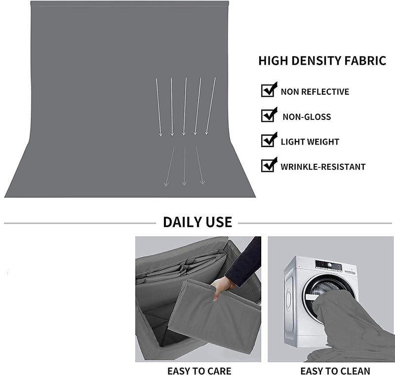 Boltove® 8x12 Ft. Grey Screen Backdrop Background Curtain Rod Pocket for Photography, Photoshoot, Product, Live Streaming, Zoom Meetings, VFX Editing, YouTube, Short Video, Instagram Reels - Image 2
