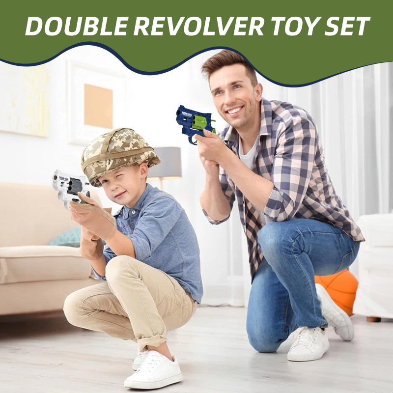 COOLFOX 2 Pack Toy Guns for Nerf Revolver Gun - Mini Realistic Revolver Pistol Toy Blaster Gun for Boy Ages 6 7 8 9 Year Old Indoor Outdoor Present for Adult Kid Holiday Birthday - Image 3