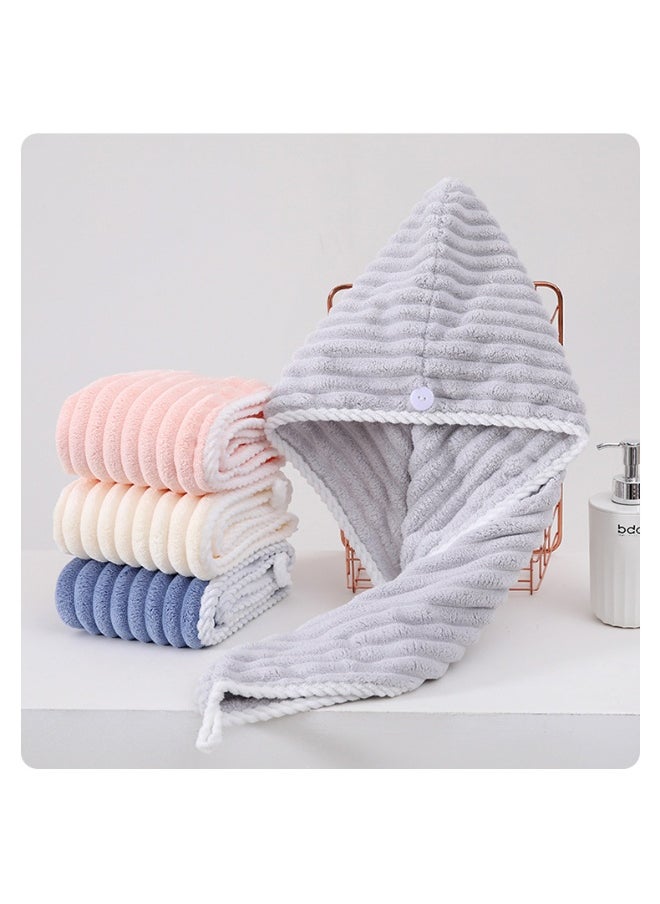 NIBEMINENT Candy Fleece Thickened Quick-Dry Bath Cap - Women's Drying Shower Hat  - Image 3