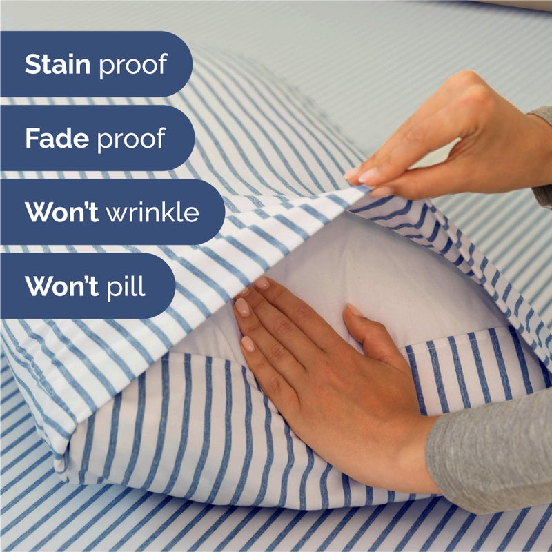 CGK Unlimited King Size 4 Piece Sheet Set - Comfy Breathable & Cooling Bed Sheets Set - Hotel Luxury Bedding for Women, Men, Kids, Teens, Boys & Girls - Deep Pockets, Soft, Wrinkle Free - Oeko-Tex - Blue Stripes 2 - Image 5