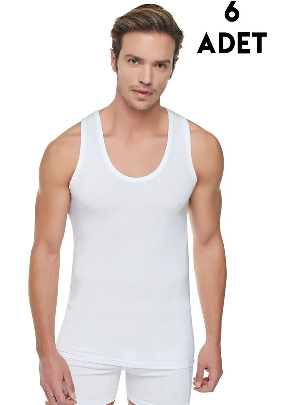 Tutku White Men's Ribbed Undershirt, Pack of 6