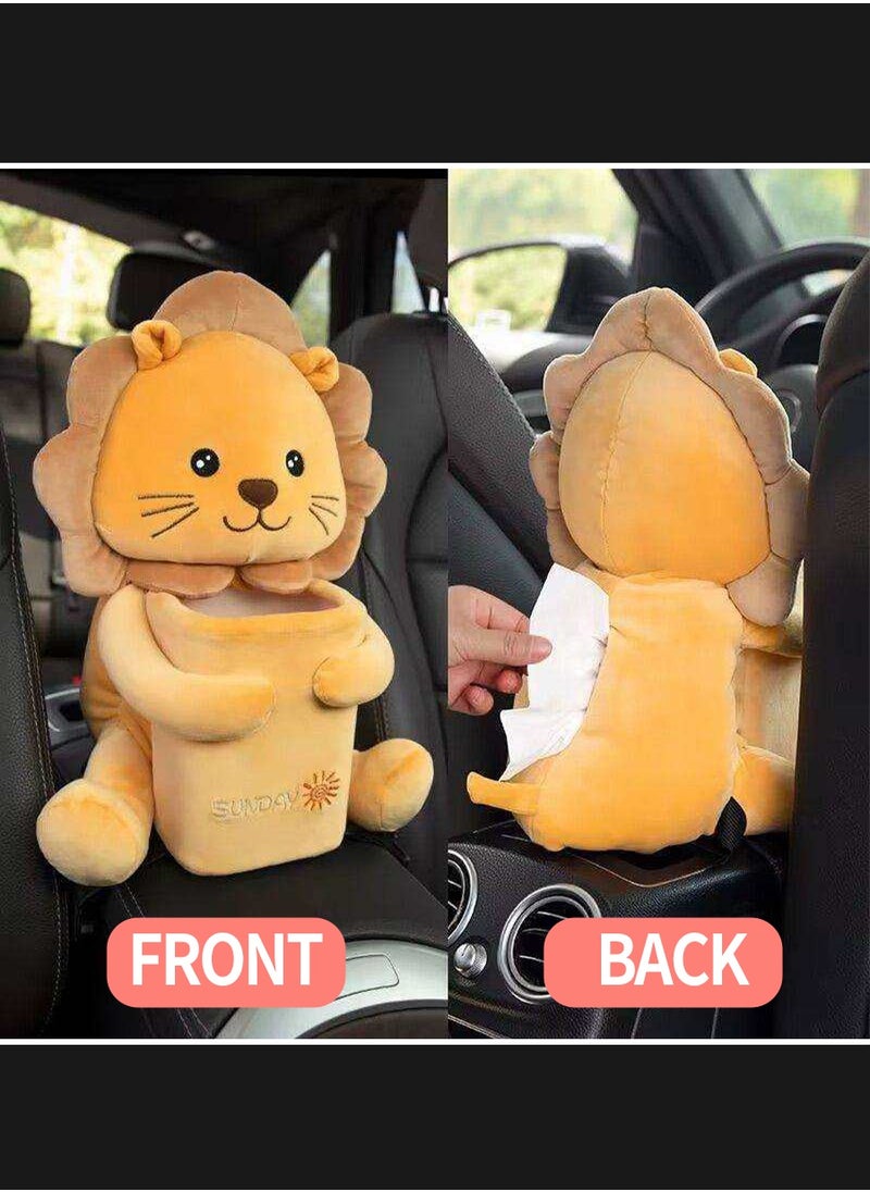 Beirui Car Tissue Box, 2 in 1 Cartoon Car Tissue Box, Creative Tissue Box, Tissue Box, Trash Can 2 in 1, Cute Little Lion Tissue Box, Storage Box  - Image 4