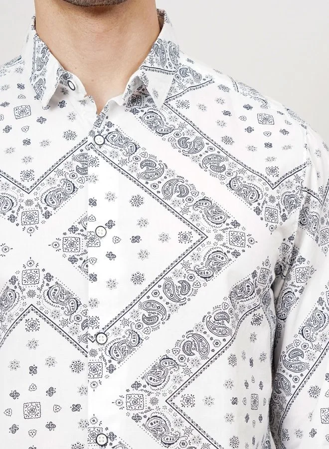 The Indian Garage Co Men Regular Fit Paisley Printed Full Sleeves Cutaway Collar Casual Shirt