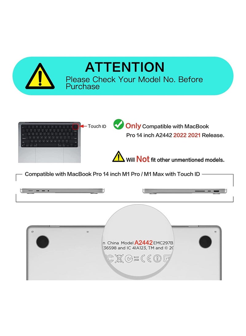 AMM Hard Shell Case with US Layout English Keypad Cover and Screen Protector Compatible for MacBook Pro 14-Inch 2021 2022 Release A2442 M1 Pro M1 Max with Liquid Retina XDR Display Touch ID Turquoise - Image 2