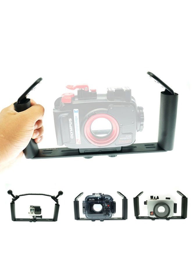 nitescuba Underwater Handle Tray Bracket Aluminum Alloy Dual Handheld Video Light Stabilizer Tray for Camera housing，Handle Grip for gopro Set up Works for Hero 10,Action Camera - Image 1