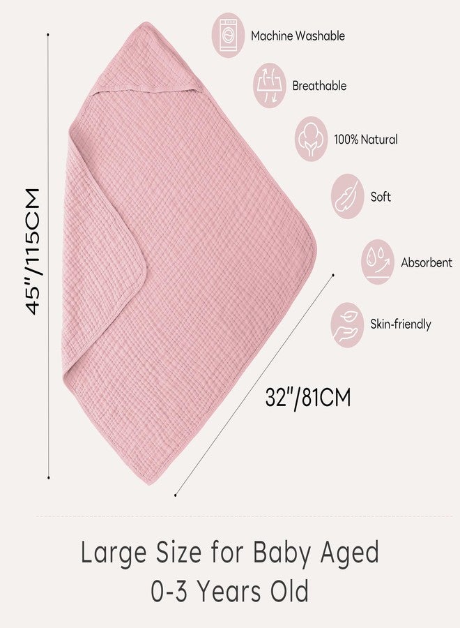 Looxii Baby Bath Towels 2 Pack Muslin Hooded Baby Towels for Newborn and Infants, 100% Cotton, Large 32x32Inch, Soft and Absorbent Pink+Flowers - Image 4
