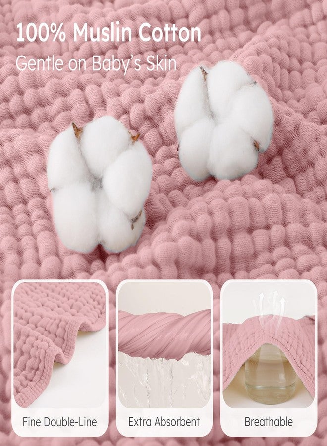 Looxii Baby Bath Towels 2 Pack Muslin Hooded Baby Towels for Newborn and Infants, 100% Cotton, Large 32x32Inch, Soft and Absorbent Pink+Flowers - Image 5