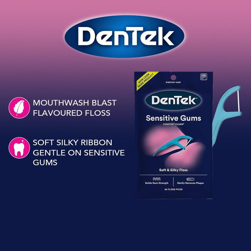 Dentek دنتك كومفورت كلين خيوط تنظيف اللثة الحساسة، خيوط رفيعة ناعمة، لطيفة على الأسنان واللثة الحساسة 150 خيطًا - Image 4