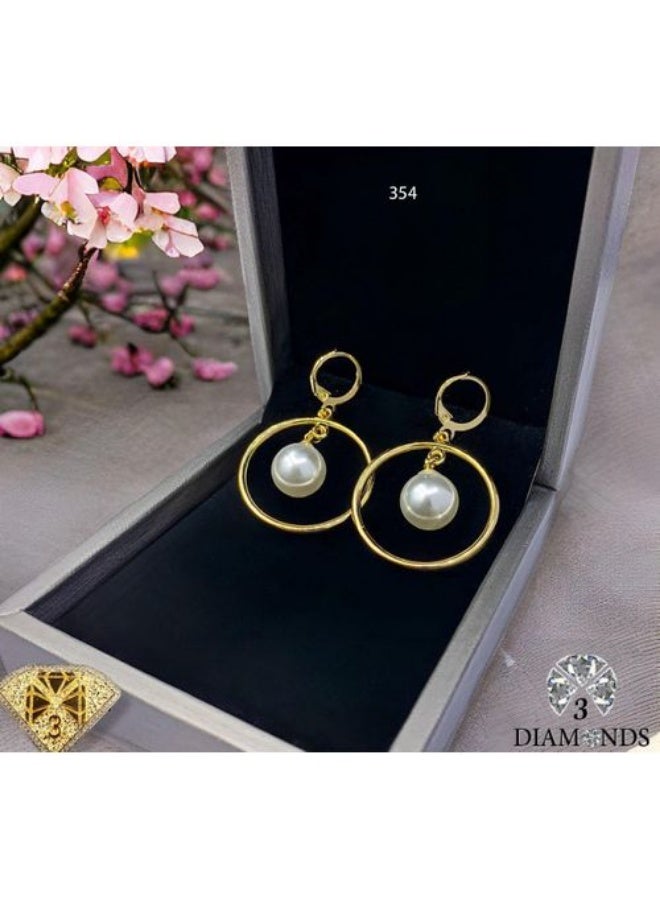 Gold Plated Hoop Earrings with Pearl Drop Elegant Lightweight Design