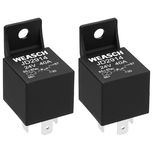 Weasch 2 Pack JD2914 Car Relay 24V 40A 5 Pin SPDT Automotive Switches and Starters Waterproof Relay for Boat Tractor Truck Motorcycle Plastic Backrest 2 - Image 1