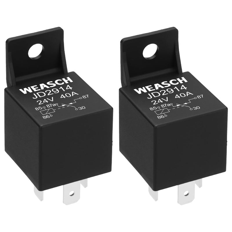 Weasch 2 Pack JD2914 Car Relay 24V 40A 5 Pin SPDT Automotive Switches and Starters Waterproof Relay for Boat Tractor Truck Motorcycle Plastic Backrest 2 - Image 3
