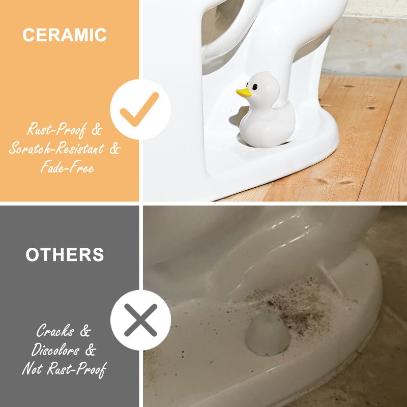 MENNTY 2Pack Ceramic White Duck Toilet Bolt Covers Decorative & 4Pack Round Caps with Washers, Cute Bathroom Decor Toilet Floor Screw Covers Christmas-Gifts for Women - Image 4