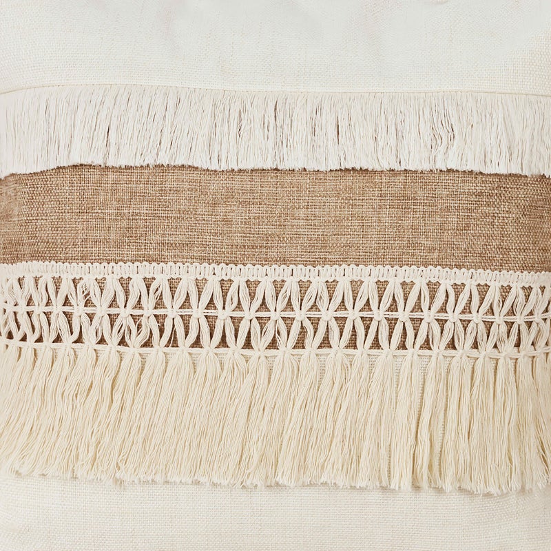 Khaki Bohemian Double Layer Tassel Patchwork Pillow Covers Set Of Two - Image 5
