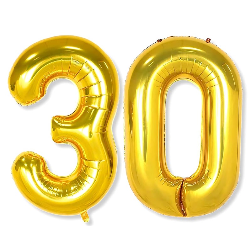 Flyloons 30 number Golden Foil Balloon 16 inch Size Birthday Decoration Items Pack of 2 | 30th Year Balloons | Thirty - Image 5