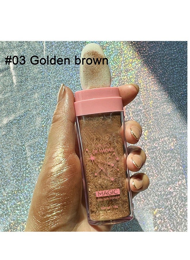 BSIMONE Magic Colour Shiner - Polvo De Hadas Fairy Highlight Patting Powder Highlighter Body Glitter For Face Hair Eye Lip And Body - Make Up For Prom - Festival Rave - Stage Makeup（#03Golden brown） - Image 2