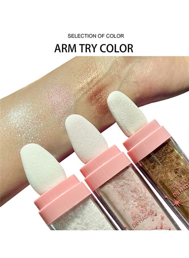 BSIMONE Magic Colour Shiner - Polvo De Hadas Fairy Highlight Patting Powder Highlighter Body Glitter For Face Hair Eye Lip And Body - Make Up For Prom - Festival Rave - Stage Makeup（#03Golden brown） - Image 4