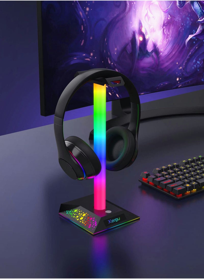 RGB Gaming Headphone Stand with 3.5mm AUX and 2 USB Ports, Perfect Headset Holder for Gamers and Desktop Accessories - Image 5