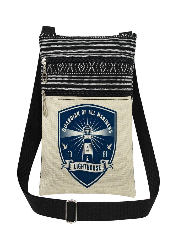 XiaoGalaee Nautical Lighthouse Emblem Crossbody Bag Guardian of All Mariners Adjustable Strap Zipper Purse 1881 and Dove Messenger Bag Nautical Symbolism Gift for Sailors Special Occasion - Image 1