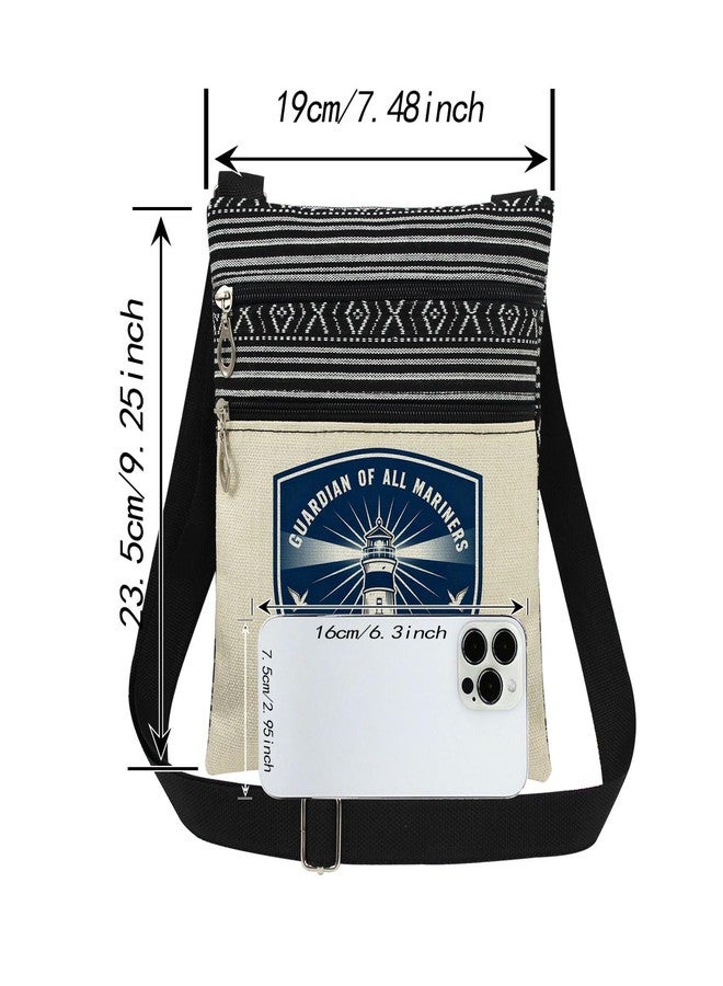 XiaoGalaee Nautical Lighthouse Emblem Crossbody Bag Guardian of All Mariners Adjustable Strap Zipper Purse 1881 and Dove Messenger Bag Nautical Symbolism Gift for Sailors Special Occasion - Image 4