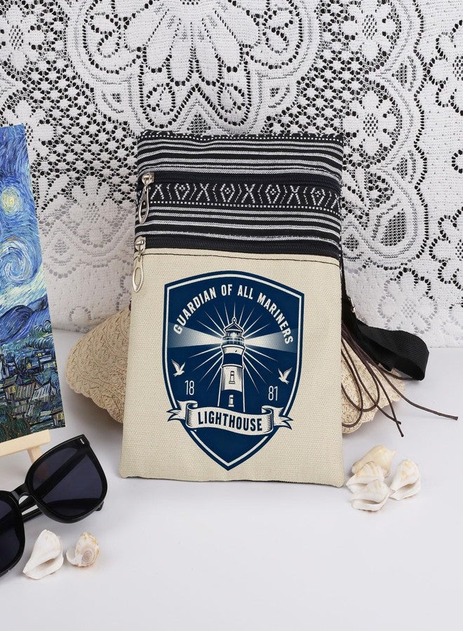 XiaoGalaee Nautical Lighthouse Emblem Crossbody Bag Guardian of All Mariners Adjustable Strap Zipper Purse 1881 and Dove Messenger Bag Nautical Symbolism Gift for Sailors Special Occasion - Image 3