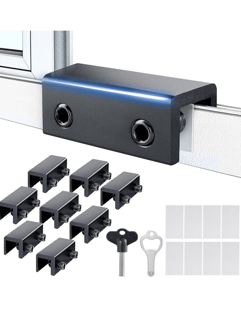 S-Color Window Locks, 8 Sets Sliding Window Locks with Key Easy to Install, for Vertical & Horizontal Sliding Windows Doors, Adjustable Security Window Lock for Patio Bedroom Home, and Office (Black) - Image 1