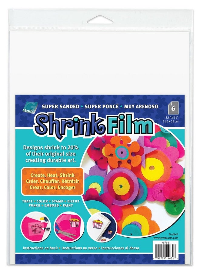 Grafix Film Sanded 8.5 X 11” Pack Of 6 Translucent Sheets Design Your Art And Shrink It To Create Jewelry Embellishments Paper Crafts Gift Tags Ornaments 6 Count Ksf6 S  - Image 1
