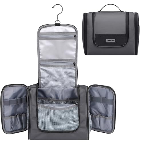 WITZMAN Toiletry Bag for Men Large Hanging Multi-Organization Bathroom Bag Water-Resistant Dopp Kit Shaving Bag Men(B690 Grey) - Image 1