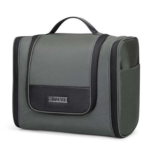 WITZMAN Toiletry Bag for Men Large Hanging Multi-Organization Bathroom Bag Water-Resistant Dopp Kit Shaving Bag Men(B690 Grey) - Image 2