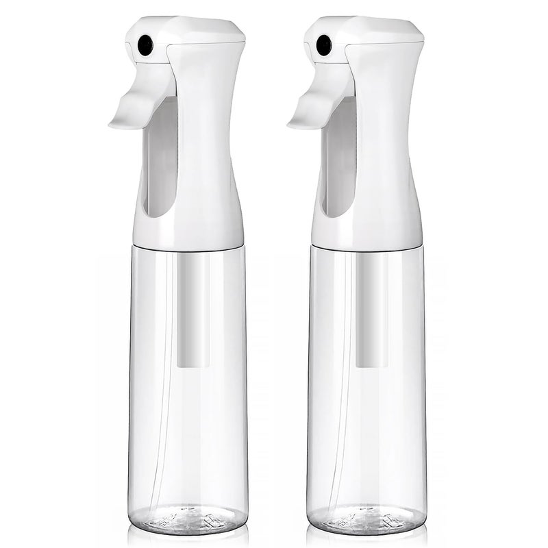 VIGOR PATH Continuous Spray Bottle for Hair â€“ Fine Mist Mister for Hairstyling, Cleaning, Plants, Pets, Barbers, Salons, and Essential Oil Applications (300ml/10 oz) Clear 2 Pack - Image 1