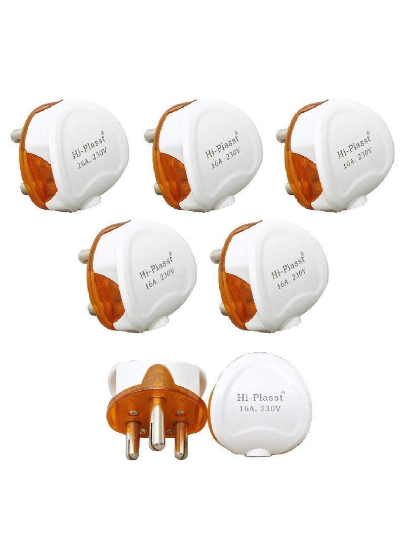 HI PLASST PINS N PLUGS HiPLASST 16A 3 PIN Plug Top 5Pcs Premium Round Model RefrigratorWashing MachineGeysers Mixer Grinder Blenders Coolers etc5  - Image 1